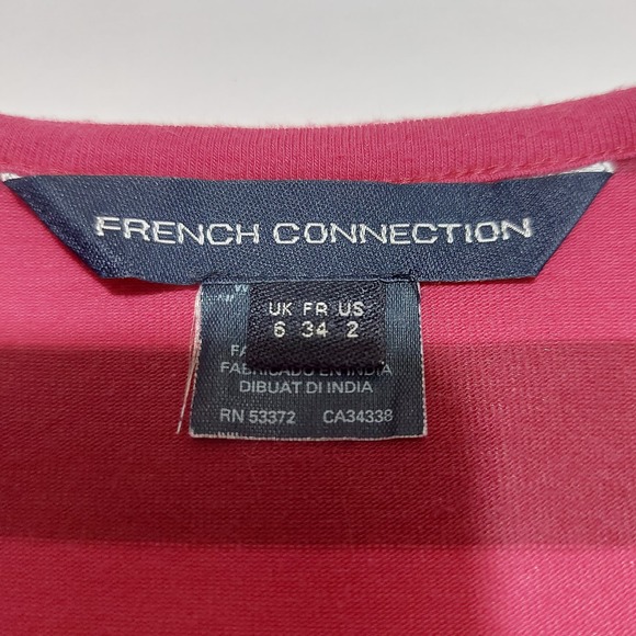 French Connection striped cotton stretch 3/4 sleeve scoop neck dress - Picture 7 of 8